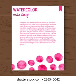 Vector template with watercolor pink circles
