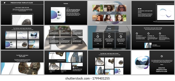 Vector template for website design, presentations, portfolio. Templates for presentation slide, flyer, leaflet, brochure cover, annual report with fluid colorful trendy blue gradients geometric shapes