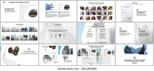 Vector template for website design, presentations, portfolio. Templates for presentation slide, flyer, leaflet, brochure cover, annual report with fluid colorful trendy blue gradients geometric shapes