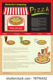 Vector Template of Website. Restaurant menu.