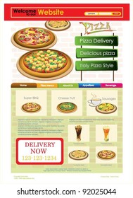 Vector Template Of Website. Restaurant Menu.