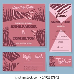 Vector template for wedding cards. Wedding cards with  decorative tiger stripes elements.