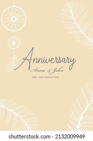 Vector template wedding invitation classy elegant design Anniversary