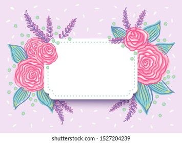 Vector template for wedding invitation. Vector wedding greeting card in floral style. Wedding invitation with roses.
