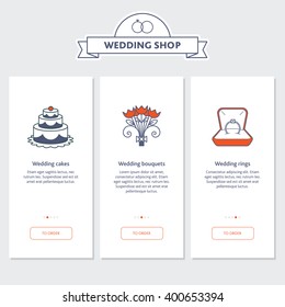 Vector template for wedding shop. Three interactive forms.