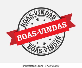Vector template for a welcome Champ, Portuguese Language. Welcome on the red ribbon. Vector illustration


