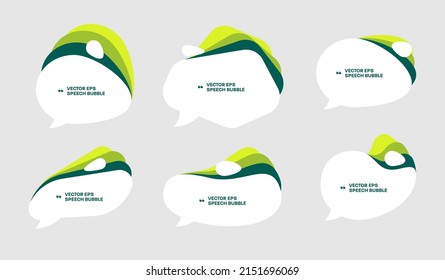 Vector template of white bubble shapes for quotes with green design elements. Banner design set.
