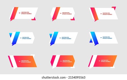 Vector template of white bubble shapes for quotes with colorful design elements. Banner set.