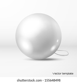 Vector template. White Christmas ball. Add your ornament and color.