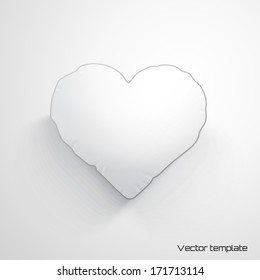 Vector template. White heart pillow. Realistic shadows.