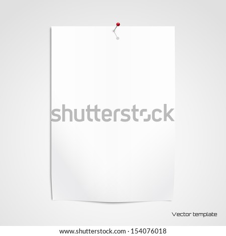 vector template white sheet paper pinned stock vector royalty free paper template