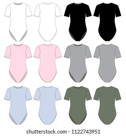 Vector template for women bodysuits in various colors