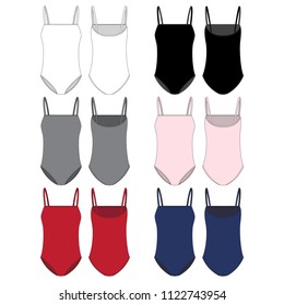 Vector template of women bodysuits in various colors
