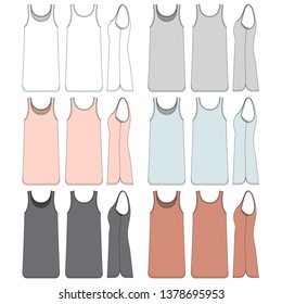 Vector template for Women's Sleeveless Pajamas