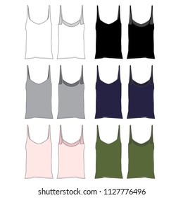 Vector template for Womens spaghetti-strap style tank tops