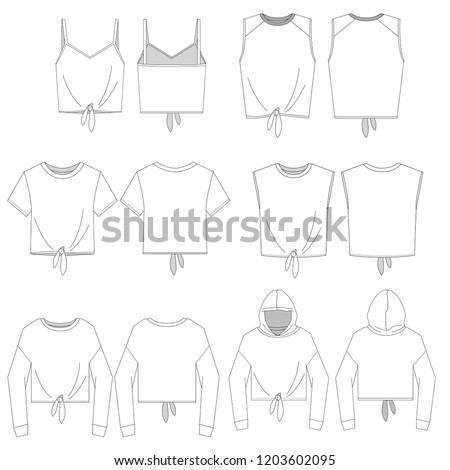 Vector template for Women's Tie Front Tops