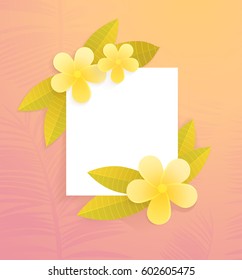 Vector template with yellow paper flowers on pale pink background. illustration can be used for flyer, poster,flyer,banner.Eps 10