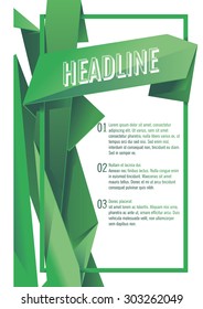 vector template for you design with green polygonal background for brochure, poster, flyer