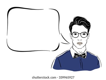 Vector template  with young fashion man and place for text