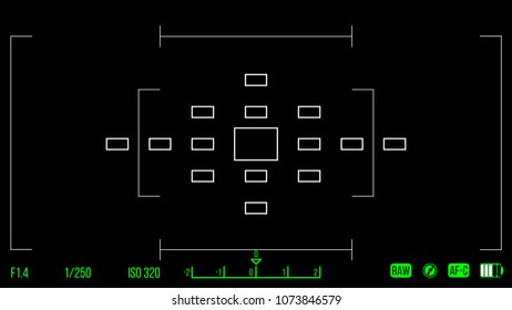 Vector template for your design. Camera viewfinder. Focusing screen of the camera. Viewfinder camera recording.