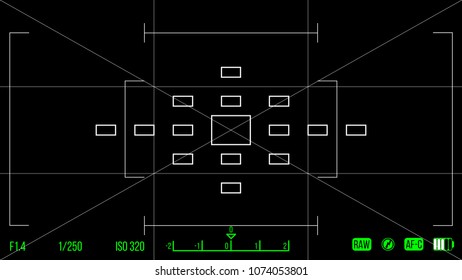 Vector template for your design. Camera viewfinder. Focusing screen of the camera. Viewfinder camera recording.