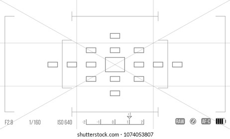 Vector template for your design. Camera viewfinder. Focusing screen of the camera. Viewfinder camera recording.