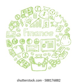 Vector template for your text with Finance hand drawn elements
