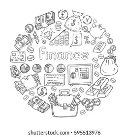 Vector template for your text with Finance hand drawn elements