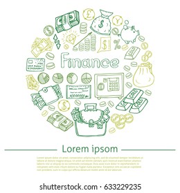 Vector template for your text with Finance hand drawn elements