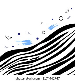 Vector template with Zebra  stripes pattern. Background with decoration and empty space for text. 