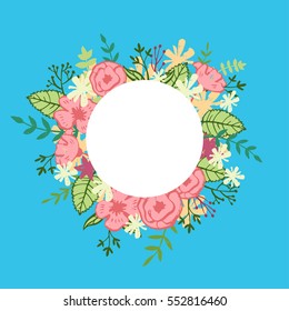 Vector templated with flowers for a wedding invitation, baby shower, Valentine's Day card.