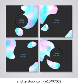 Vector templates with abstract colorful design. set of Greeting cards with holographic effect, you can use it for your design, brochure, flyer, poster