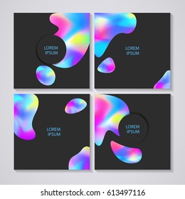 Vector templates with abstract colorful design. set of Greeting cards with holographic effect, you can use it for your design, brochure, flyer, poster