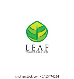 Vector templates of abstract green leaf logo designs. Nature logo design with minimal style. - Vector