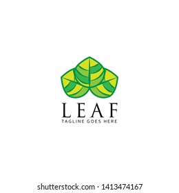 Vector templates of abstract green leaf logo designs. Nature logo design with minimal style. - Vector