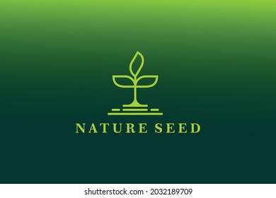 Vector templates of abstract green leaf logo designs. Nature,seeding,eco,bio,soil, growth logo design with minimal style