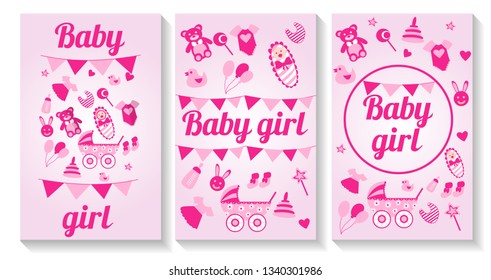 Vector templates of baby girl card