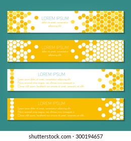 Vector templates banners set with honeycombs