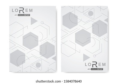 Vector templates for brochure magazine leaflet flyer cover booklet annual report. Modern futuristic hexagonal pattern with particle, molecule structure for medical, technology, chemistry, science.