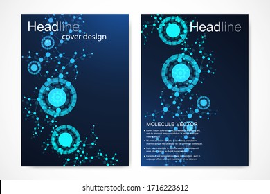 Vector templates for brochure magazine leaflet flyer cover booklet annual report. ,Technology, chemistry, science.