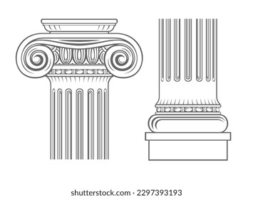 Plantillas vectoriales. Capital de una columna medieval iónica corinthiana. Elemento de grabado o tatuaje