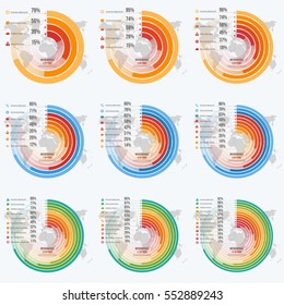 Vector templates for circle informative infographics with 4-12 options for presentations, advertising, layouts, annual reports.