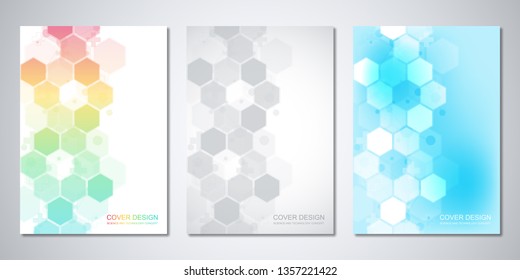 Vector templates for cover or brochure with abstract hexagons pattern. Concepts and ideas for medical, healthcare technology, innovation medicine, science