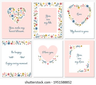 Vector templates with floral decoration. Wedding invitations, greeting cards, invitation background design.