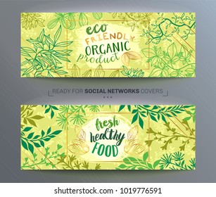 Vector templates with floral elements for eco friendly products