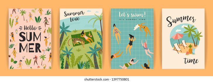 Vector Templates With Fun Summer Illustration. Design Element For Summer Concept And Other Use.