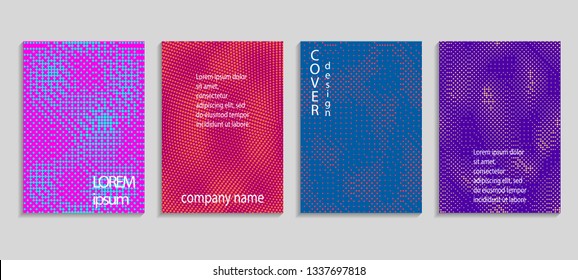 Vector templates for placards, banners, flyers, presentations and reports. Minimal abstract vector halftone cover design template. Future geometric gradient background.