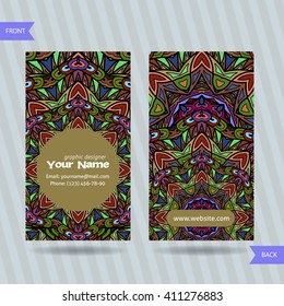 Vector  templates set of business card with doodles colorful ornament
