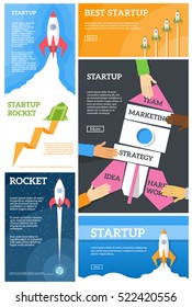 Vector templates. Startup minimalist business concept set