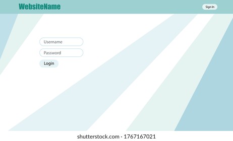 Vector templates for website design. Laconic striped style. UI, UX, GUI. Design of headers, login screen with a login form. EPS10.